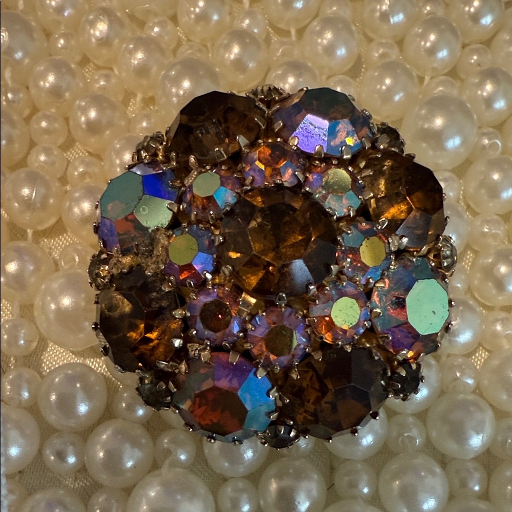 Albert Weiss signed Aurora Borealis Rhinestone vintage Brooch
